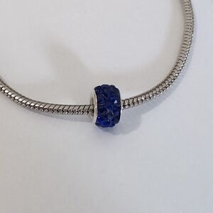 Silver Dark Blue with Dark Blue Rhinestones Charm for Pandora Style Brac…‎